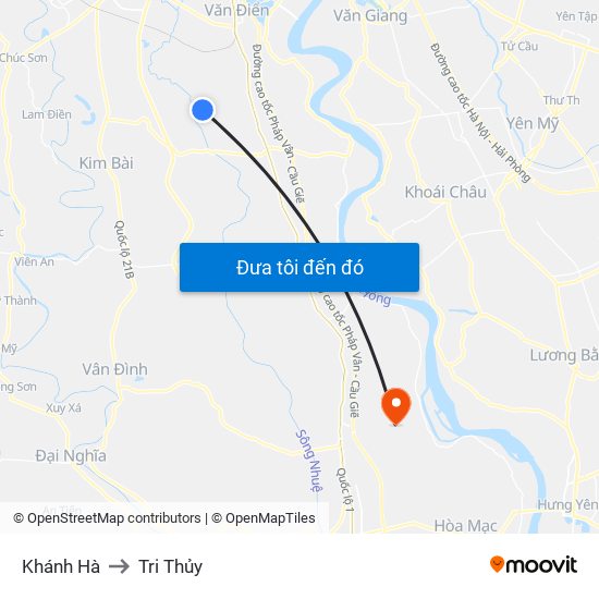 Khánh Hà to Tri Thủy map