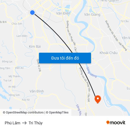 Phú Lãm to Tri Thủy map