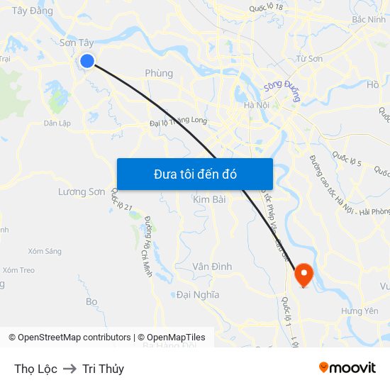 Thọ Lộc to Tri Thủy map
