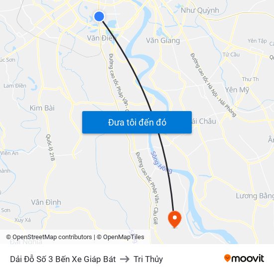 Dải Đỗ Số 3 Bến Xe Giáp Bát to Tri Thủy map