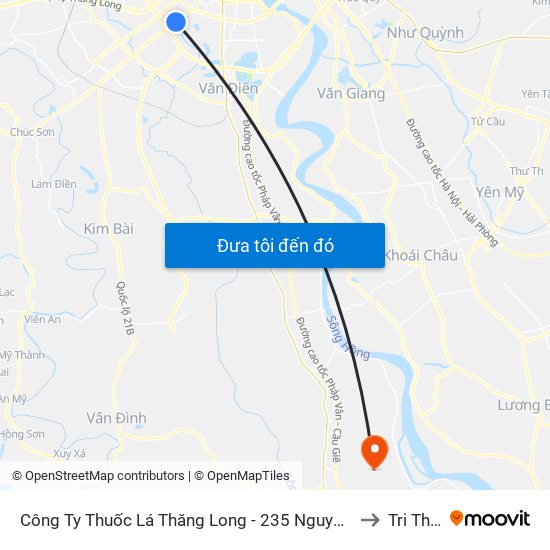 Công Ty Thuốc Lá Thăng Long - 235 Nguyễn Trãi to Tri Thủy map