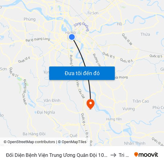 Đối Diện Bệnh Viện Trung Ương Quân Đội 108 - Trần Hưng Đạo to Tri Thủy map