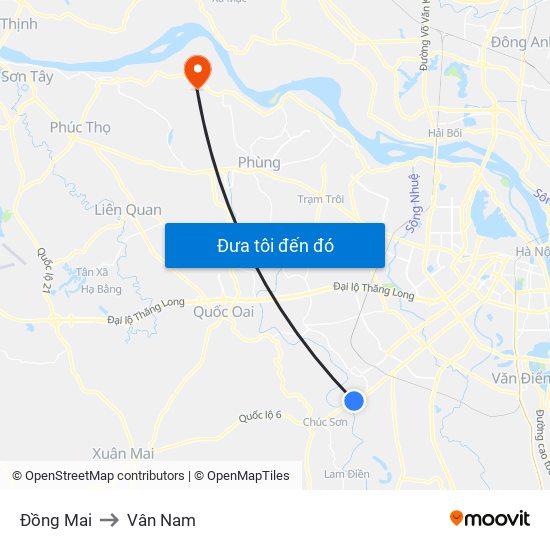 Đồng Mai to Vân Nam map