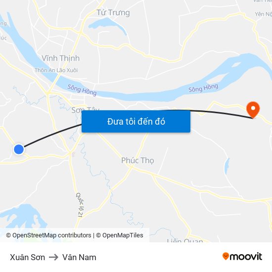 Xuân Sơn to Vân Nam map