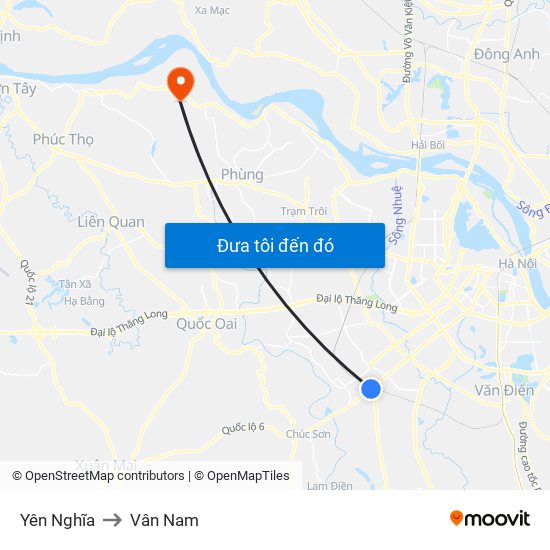 Yên Nghĩa to Vân Nam map