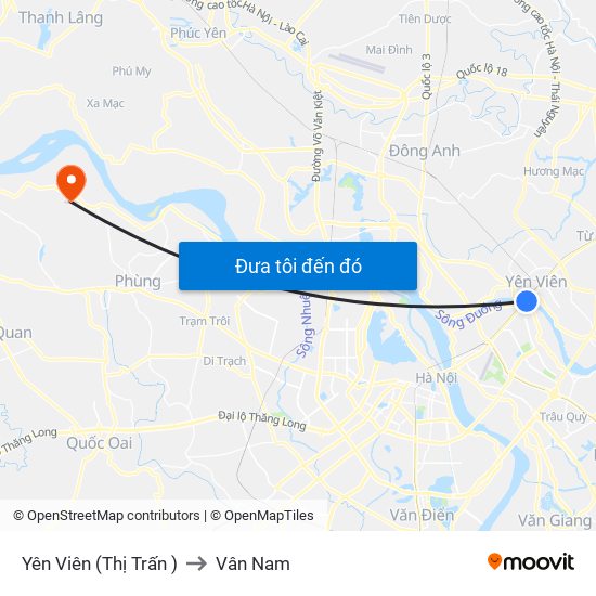 Yên Viên (Thị Trấn ) to Vân Nam map