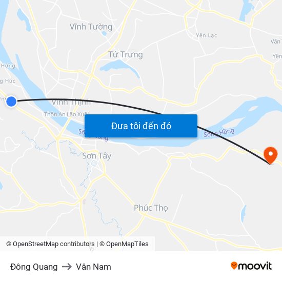 Đông Quang to Vân Nam map