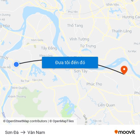 Sơn Đà to Vân Nam map