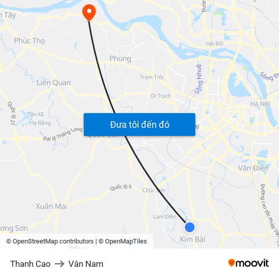 Thanh Cao to Vân Nam map