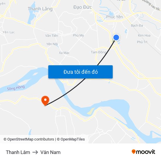 Thanh Lâm to Vân Nam map