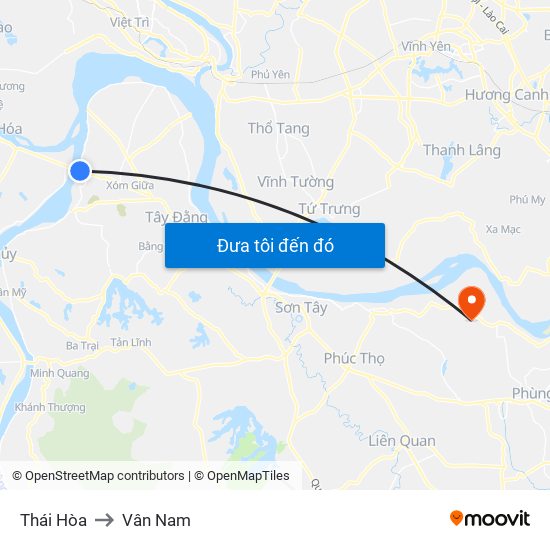 Thái Hòa to Vân Nam map