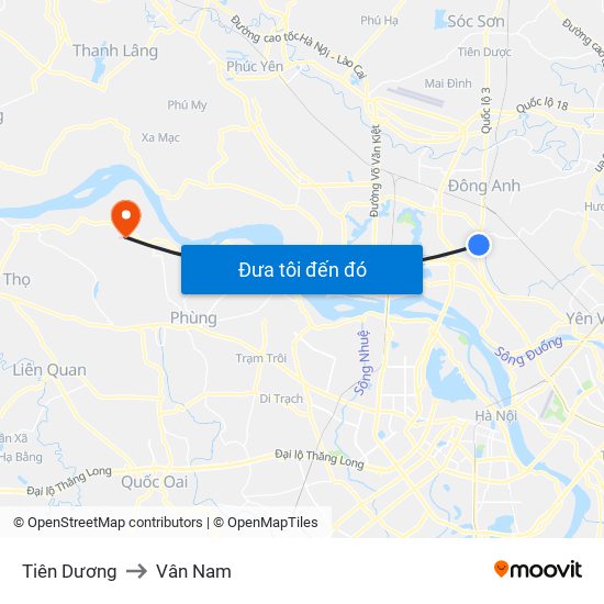 Tiên Dương to Vân Nam map