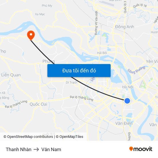 Thanh Nhàn to Vân Nam map