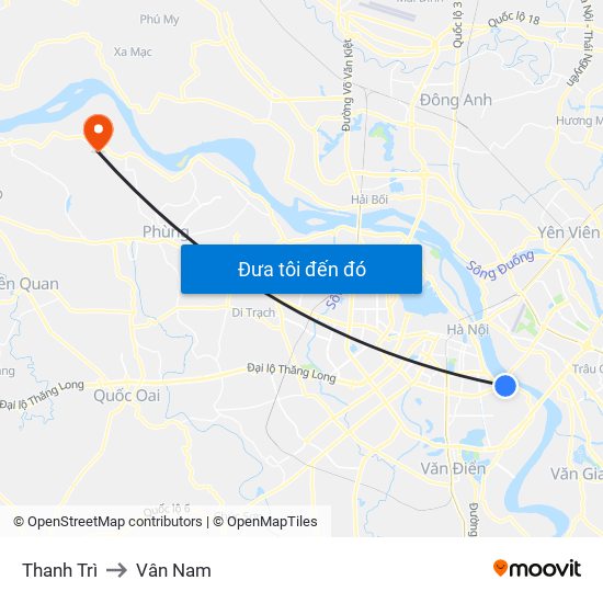 Thanh Trì to Vân Nam map