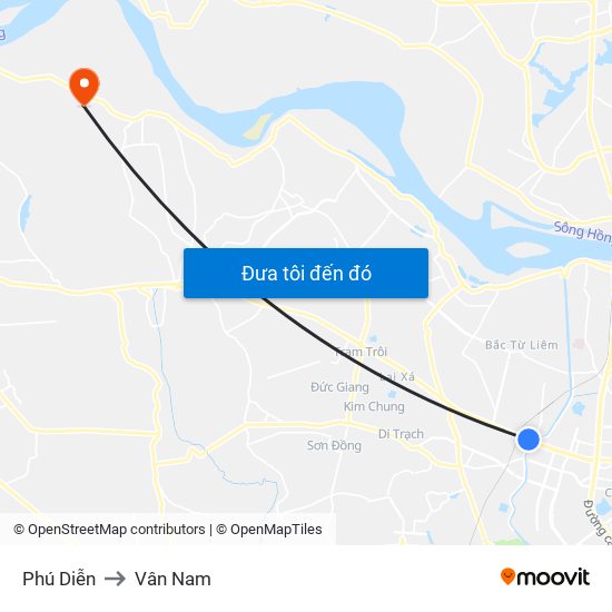 Phú Diễn to Vân Nam map