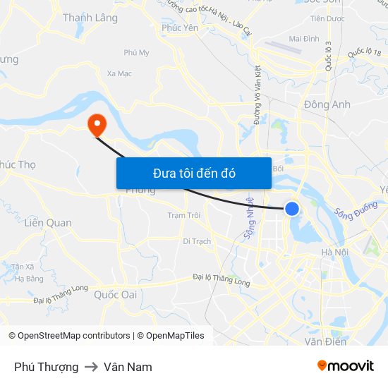 Phú Thượng to Vân Nam map