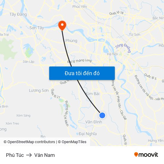 Phú Túc to Vân Nam map