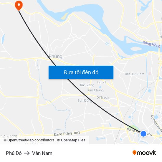 Phú Đô to Vân Nam map