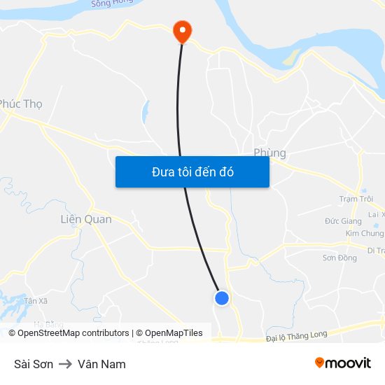 Sài Sơn to Vân Nam map