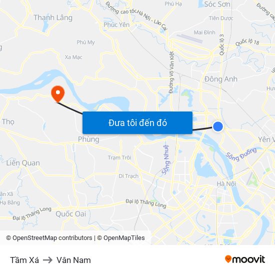 Tầm Xá to Vân Nam map