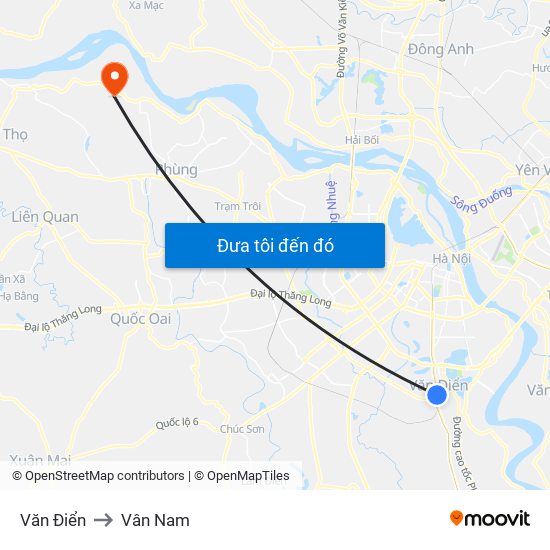 Văn Điển to Vân Nam map