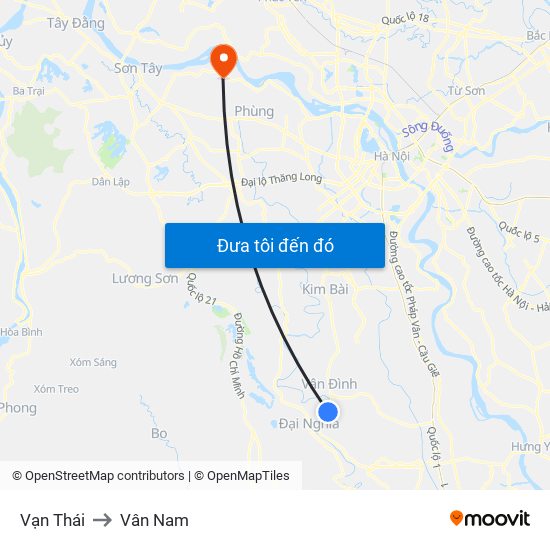 Vạn Thái to Vân Nam map
