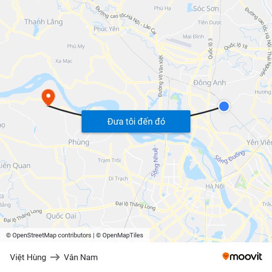 Việt Hùng to Vân Nam map