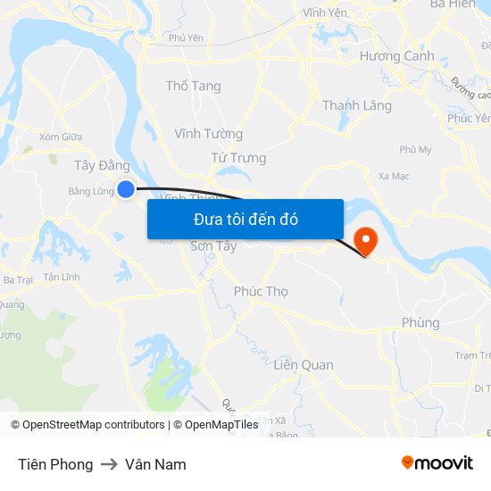 Tiên Phong to Vân Nam map