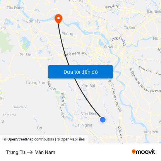 Trung Tú to Vân Nam map