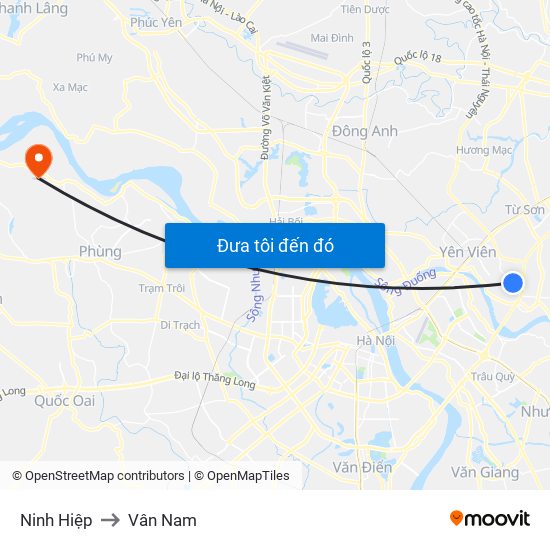 Ninh Hiệp to Vân Nam map