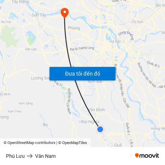 Phù Lưu to Vân Nam map