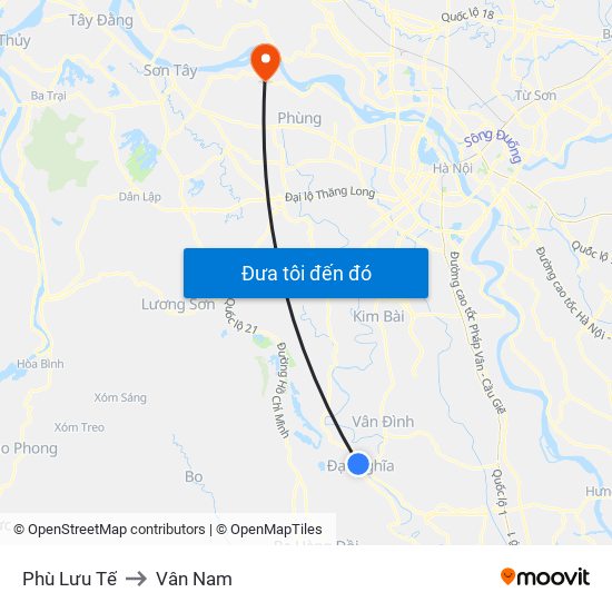 Phù Lưu Tế to Vân Nam map