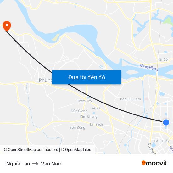 Nghĩa Tân to Vân Nam map