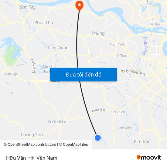 Hữu Văn to Vân Nam map