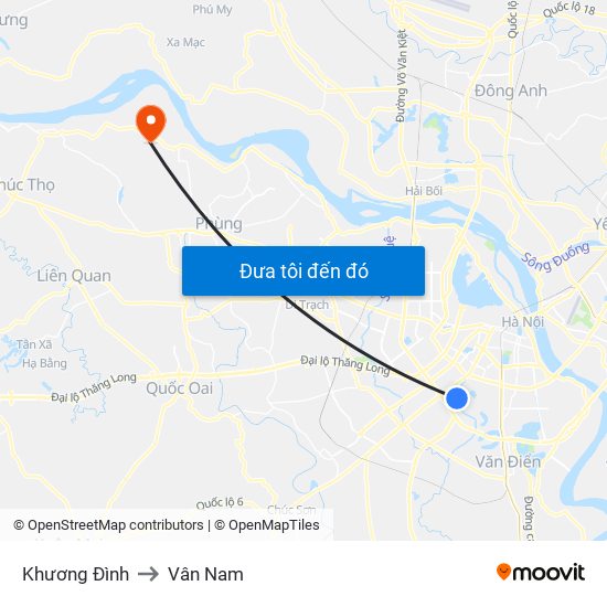 Khương Đình to Vân Nam map