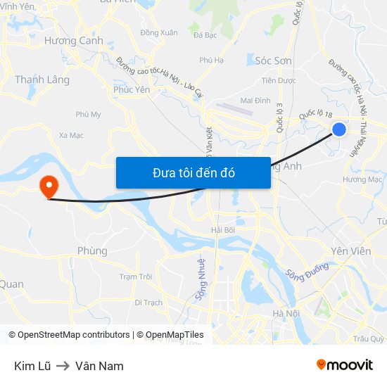 Kim Lũ to Vân Nam map