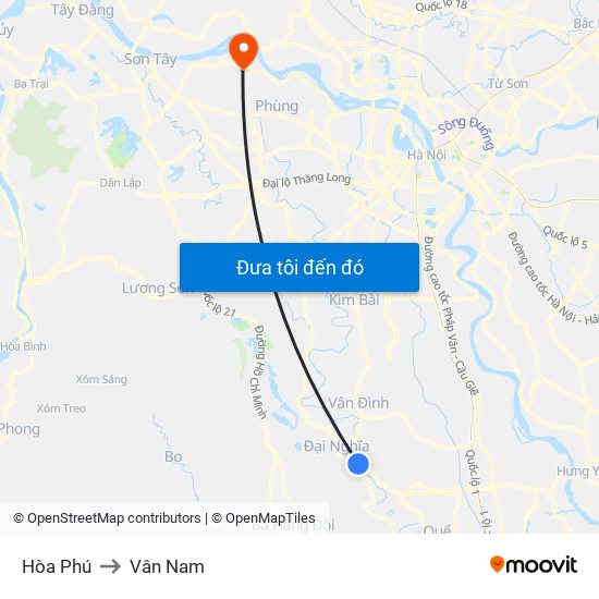 Hòa Phú to Vân Nam map