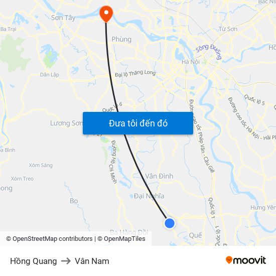 Hồng Quang to Vân Nam map