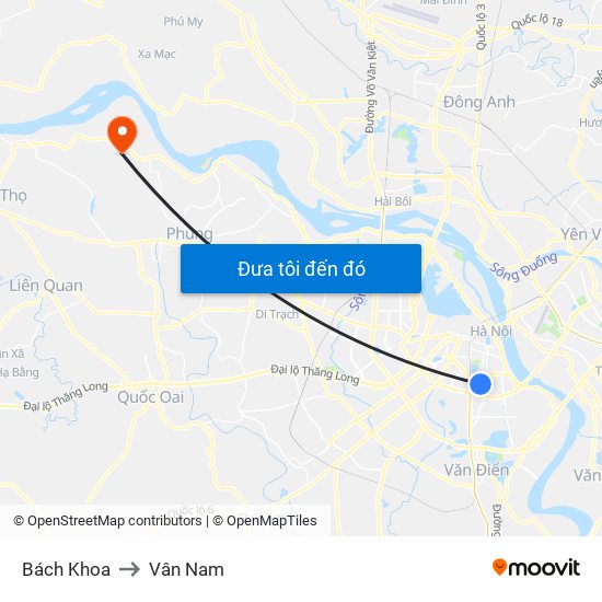 Bách Khoa to Vân Nam map