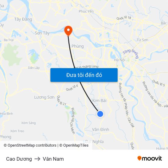 Cao Dương to Vân Nam map