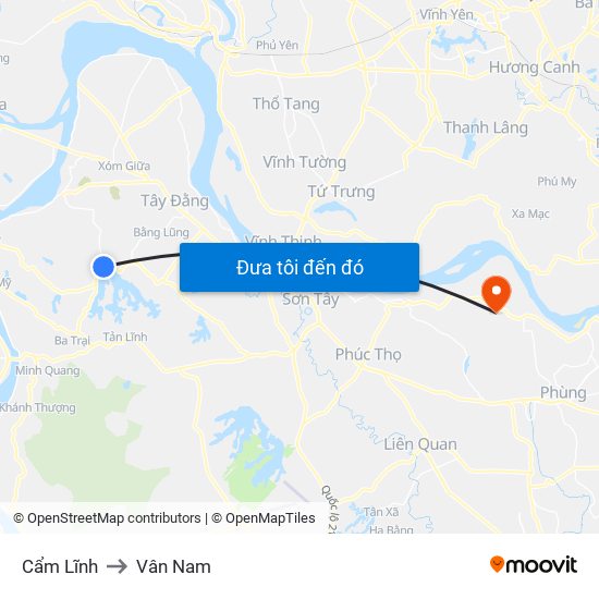 Cẩm Lĩnh to Vân Nam map