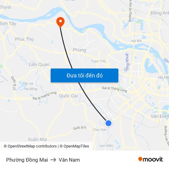 Phường Đồng Mai to Vân Nam map