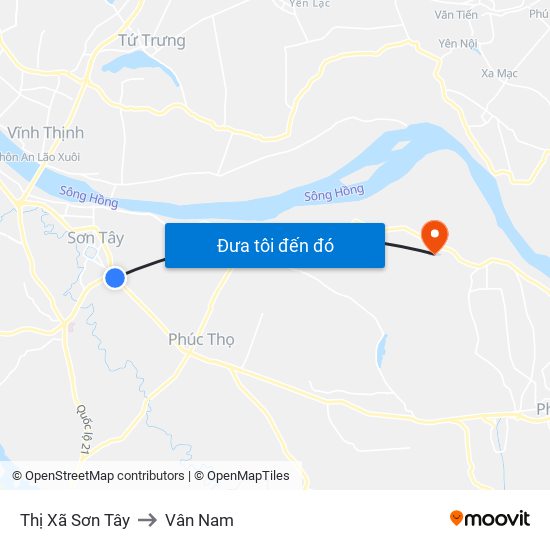 Thị Xã Sơn Tây to Vân Nam map