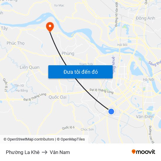 Phường La Khê to Vân Nam map