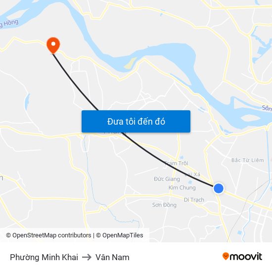 Phường Minh Khai to Vân Nam map