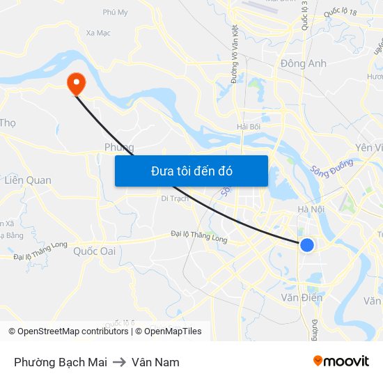 Phường Bạch Mai to Vân Nam map