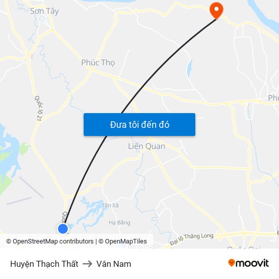 Huyện Thạch Thất to Vân Nam map