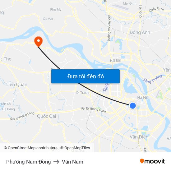Phường Nam Đồng to Vân Nam map