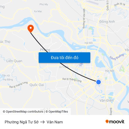 Phường Ngã Tư Sở to Vân Nam map