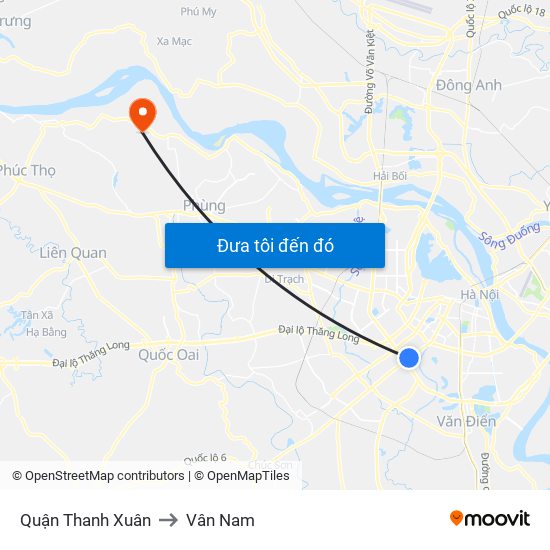 Quận Thanh Xuân to Vân Nam map